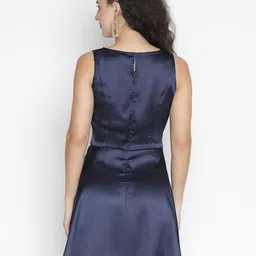 DRAAX Fashions V-Neck Tie-Up Satin A-Line Dress image 5