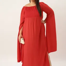 theRebelinme Women Plus Size Off-Shoulder A-Line Dress image 5