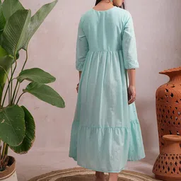 Vishudh Blue Floral Printed A-Line Midi Dress image 3