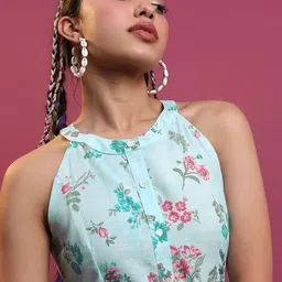 Vishudh Floral Printed A-Line Midi Dress image 1