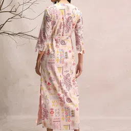 Vishudh Peach-Coloured Ethnic Motifs Printed Tie-Ups A-Line Maxi Dress image 4