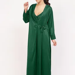 NIGHT KEYS Pack Of 4 Shoulder Straps Satin Robe Maxi Nightdress image 5