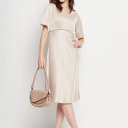 CAMLA V-Neck Flared Sleeves A-Line Midi Dress image 5