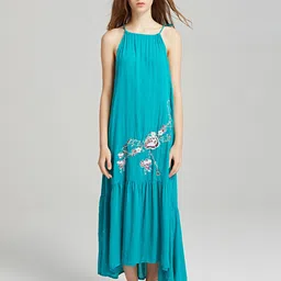 JC Collection Floral Embroidered A-Line Maxi Pure Cotton Nightdress With Gathers & Pleats image 4