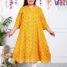 KALINI Plus Size Floral Print A-Line Midi Dress image 3