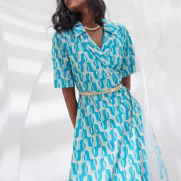 SALT ATTIRE Women Abstract Printed A-Line Dress image 5