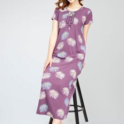 Zeyo Floral Printed Pure Cotton Maxi Nightdress-picture-34