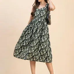 Moomaya Floral Print Sleeveless Fit & Flare Midi Dress image 2