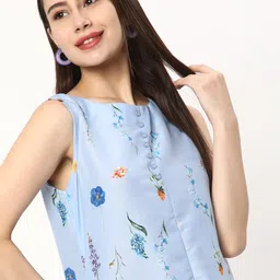 R&B Floral Printed Pleated Drop-Waist Midi Dress image 3