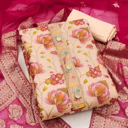 KALINI Floral Embroidered Organza Unstitched Dress Material-picture-14