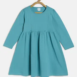 MINI KLUB Girls Teal A-Line Cotton Dress image 1