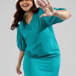 Instafab Plus Women Plus Size Puff Sleeves Sheath Dress-picture-21