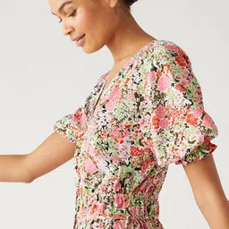 Marks & Spencer Floral Printed Puff Sleeve Maxi Dress image 2