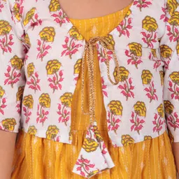 Sangria Ethnic Motifs Midi Dress With Printed jacket image 2