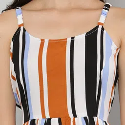 EZIS FASHION White & Rust Striped Dress image 2