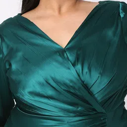 Curves by MISH Plus Size Satin Maxi Wrap Dress image 2