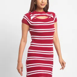 Globus Red & White Striped T-shirt Dress image 3