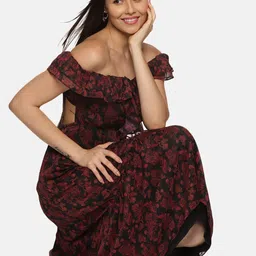 ISU V-Neck Print Chiffon Maxi Dress image 5