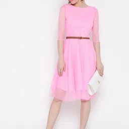 U&F Round Neck Net Fit & Flare Dress image 5