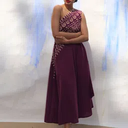 Chidiyaa Purple One Shoulder Midi Dress image 5