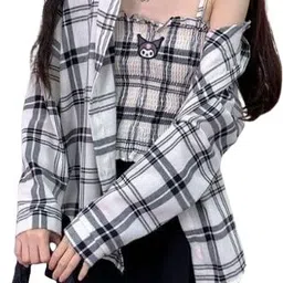 vash enterpise Women Regular Fit Checkered Casual Shirt-picture-37