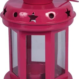 Odna Bichona Pure Metal Candle TeaLight Lantern For Diwali And Decorative Purpose_Pink Pink Metal Hanging Lantern-picture-16