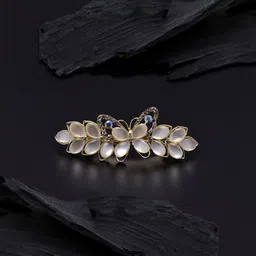 Yellow Chimes Women White & Gold-Toned Embellished French Barrette-image-66