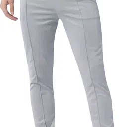 civirasttyle Men Slim Fit Grey Cotton Blend Trousers-picture-10