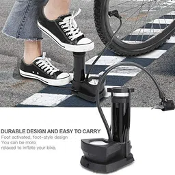 elrinza Bike /Cycle Pump Foot Activated with Gauge Floor Bicycle Pump Basketball Pump, Ball, Football Pump, Car, Motorcycle Pump image 2