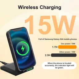 Cokoeye 15W Foldable Fast Wireless Charging Stand Adjustable Desktop Charger with Type-C Charging Pad image 5