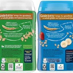 gerber Baby Cereal Combo: Organic Oatmeal & Lil' Bits (2x227g), USA-Made Cereal image 2