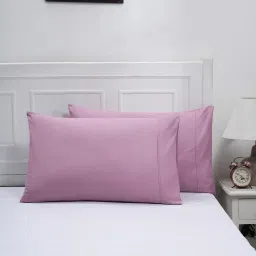 Purple Solid 144 TC Cotton Set of 2 Pillow Cases by Maspar image 1