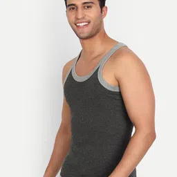 T.T. Titanic Pure Cotton Pack Of 3 Ribbed Gym Basic Vests image 3