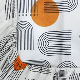 Aurave Grey & White Abstract Microfiber 210 TC Fitted King Bedsheet With 2 Pillow Covers image 3