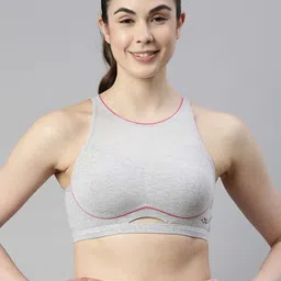 Enamor Grey Melange Sports Bra Padded Full Coverage Contour Bounce Control Medium Impact-picture-11