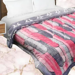 Signature Bellagio Pink & Grey Microfiber Heavy Winter Single Bed Quilt-image-71