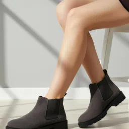 Carlton London Womens Suede Chelsea Boots with Elastic Side Panel-image-93