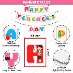 1iam Multicolor Happy Teachers Day Decoration Items Pack of 62|1 Banner|60 Balloons for Tuition image 3