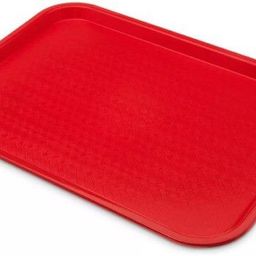 everbuy Serving Tray Platter Rectangular Shape Plastic Trays for Drink Breakfast Tea Dinner Coffee Salad Food for Dinning Table Home Kitchen 11x14 Inches (Pack of 1) RED Tray-picture-4