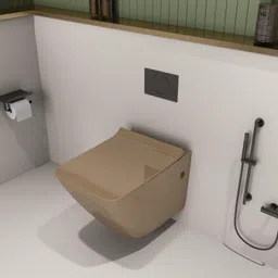 lapo P TrapCeramic Rimless Commode,(Khakhi, 21X14X14 Inch)-LIVA Wall Hung-Liva-Khakhi Western Commode image 3