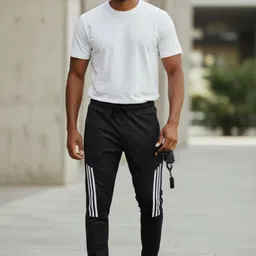 adibok Men Solid Black Track Pants-picture-20