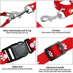 youstylo Paw print leash collar set (Red) 120 cm Dog Cord Leash image 4