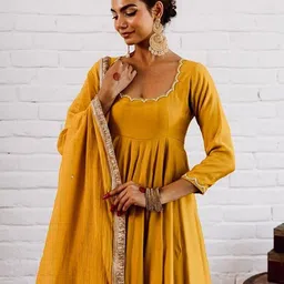 prabhjifashion Self Design Art Silk Stitched Anarkali Gown image 4