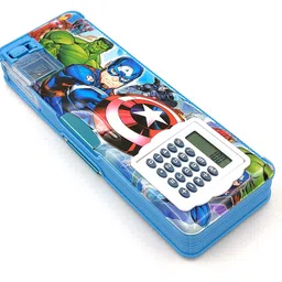 tishna Inbuilt Calculator & Sharpener for Girls and Boys Birthday Return Gift Avenger Superhero, Spider Man Art Plastic Pencil Boxes image 2