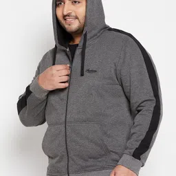 austivo Men Full Sleeve Solid, Striped, Printed Hooded Sweatshirt image 3