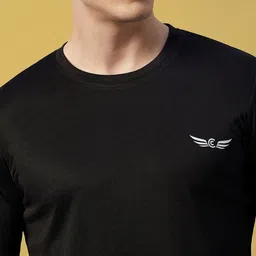 chrome & coral Men Night Suit Set Black Solid image 3