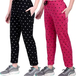 fashionhousets Pack of 2 Women Polka Print Multicolor Track Pants-picture-32