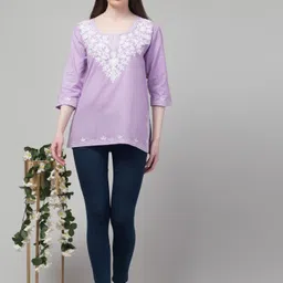 millions choice store Women Embroidered Pure Cotton Straight Kurta image 5