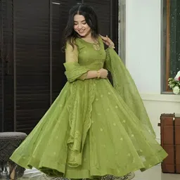 sri balaji collections Georgette Stitched Flared/A-line Gown-picture-47
