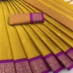 kanjiqueen Woven Kanjivaram Pure Silk, Cotton Blend Saree-picture-15